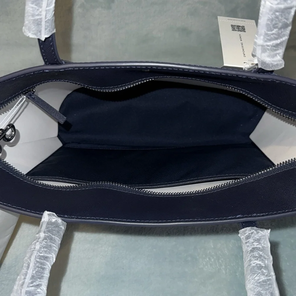 Tory Burch Elegant Tory Navy Small Tote